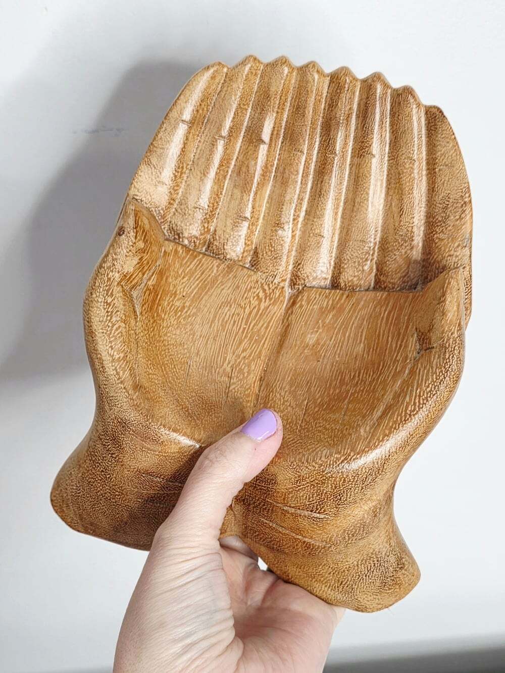 Hand-Carved Wooden Hand Trinket Dish